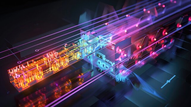 cross-sectional diagram of a multi-level optical transport network (OTN) with details of the physical, MAC and application layers