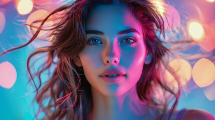 Woman in Pink Sunglasses Against Colorful Background