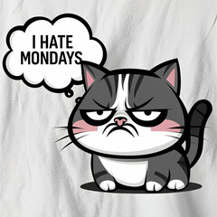 A humorous picture of a grumpy cat saying I hate Mondays