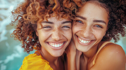 Candid close-up image capturing the heartfelt connection between female friends with afro hair