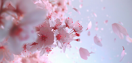 An HD capture showcasing the intricate beauty of light pink Sakura cherry blossoms, with every subtle gradient and texture vividly depicted against a pure white backdrop.