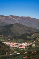 Fototapeta na wymiar Aerial view of beautiful mountain village. Potes, Cantabria, Spain.