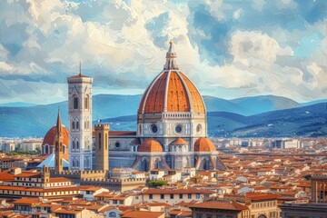 Fototapeta na wymiar The iconic Florence Cathedral architecture cityscape cathedral