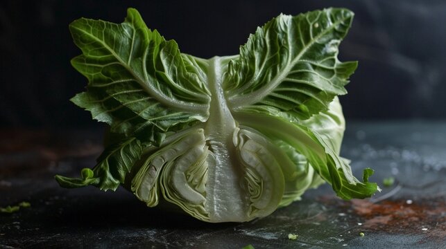 A head of lettuce with the innermost leaf shaped like a butterfly