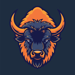 Angry bull head mascot vector illustration with isolated background