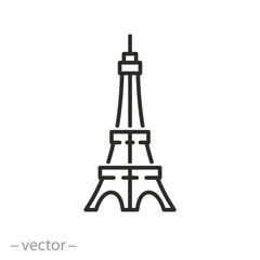 isometric eiffel tower icon, mini view, thin line vector illustration