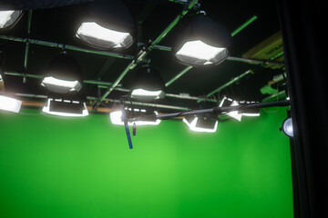 TV Studio Production State-of-the-Art Green Screen TV Studio with Elegant Film Studio Lighting