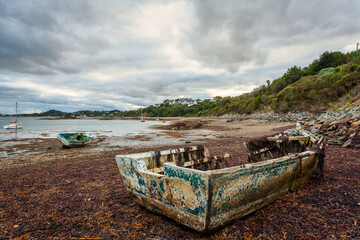 view of the sea from the beach in the evening , paimpol , Brittany , France , coast , seascape