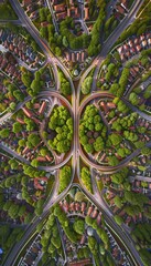Urban landscape  aerial view of metropolis with interwoven highways and interchanges