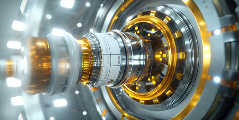 Golden engine futuristic element