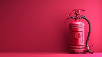 Minimal and vibrant red fire extinguisher on a clear background perfect for adding text