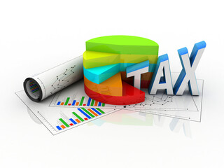 3d rendering Stock market online business concept. business Graph with tax