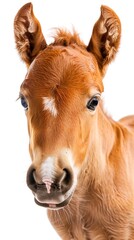 portrait of a horse foal isolated over white background