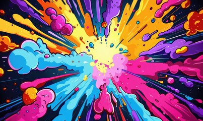 Fototapeta premium Abstract background with explosion of colors to the beat, pop style