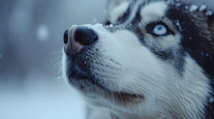Husky's playful personality and infectious joy in a cinematic photography portrait, conveying its love for life.