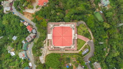 Aerial view of solomon's temple in aizawl the capital city of mizoram, this architectural...