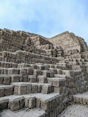 Overview of the pre-Inca ruins of Huaca Pucllana in Lime, Peru - April 2024