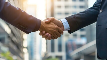 Business partnership concept. Cropped image of two businessmen handshake