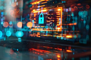 Protecting Data and Design on Your Laptop with Cyber Security. Concept Cyber Security, Data Protection, Laptop Security, Design Protection, Secure your Laptop