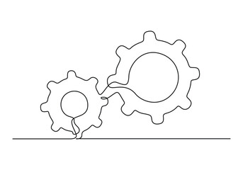 Setting icon continuous one line drawing vector illustration 