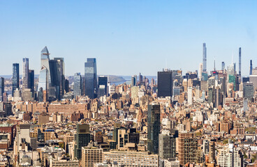 Fototapeta na wymiar Aerial New York City skyline with Hudson Yards and midtown 