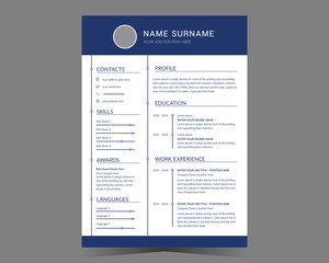 CV template or modern resume and vector design.