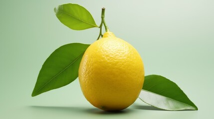 b'A lemon against a pale green background'