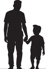 Flat design father and son silhouette