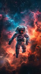 b'Astronaut in Nebula'