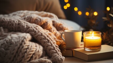 b'A cozy blanket, a cup of tea, and a good book'
