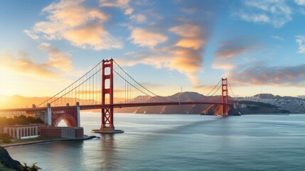b'Golden Gate Bridge at sunset, San Francisco, California, USA'