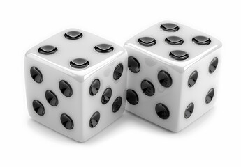 Two white dice with black dots isolated on transparent background cutout,  generative AI 