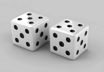 Two white dice with black dots isolated on transparent background cutout,  generative AI 