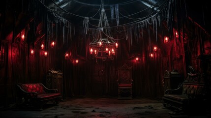 b'Red room with throne and candles'