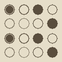 Set of vector starburst, sunburst badges. Vintage labels. Red stickers. A collection of different types and red icon, Design elements.