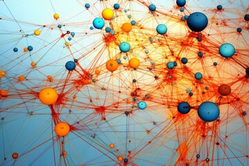 b'3D illustration of a network of interconnected nodes and links'