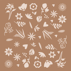 Fototapeta premium Set of leaves silhouette of beautiful plants, leaves, plant design.