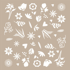 Set of leaves silhouette of beautiful plants, leaves, plant design.