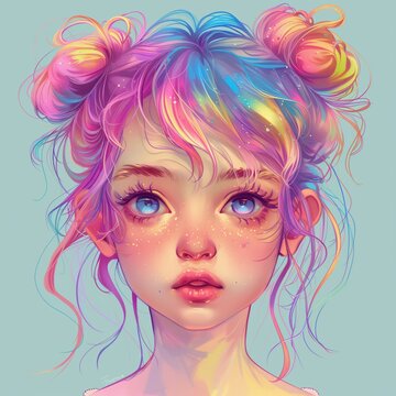 Una linda imagen de una chica con mejillas sonrosadas y m&uacute;ltiples chongos en el cabello