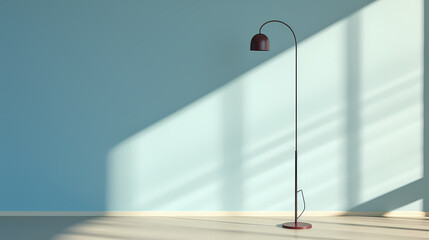 3D rendering floor lamp, leaning against wall