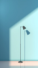 3D rendering floor lamp, leaning against wall