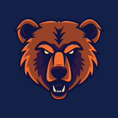 Angry bear head mascot vector illustration with isolated background