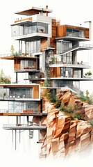 b'futuristic cliff house'