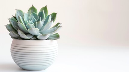 Succulent echeveria interior potted plant decoration isolated white background.