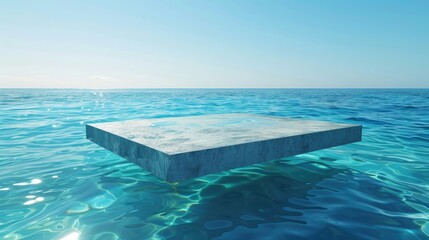 Obraz premium Submerged podium in a clear blue ocean