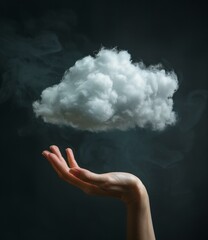 b'A hand holding a cloud'
