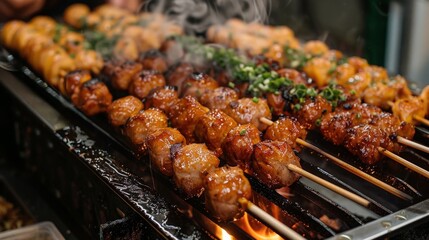 Naklejka premium Osaka Street Food Festival, exploring Japan��s culinary street culture