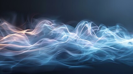Fototapeta premium b'Blue and orange abstract smoke waves on a dark blue background'