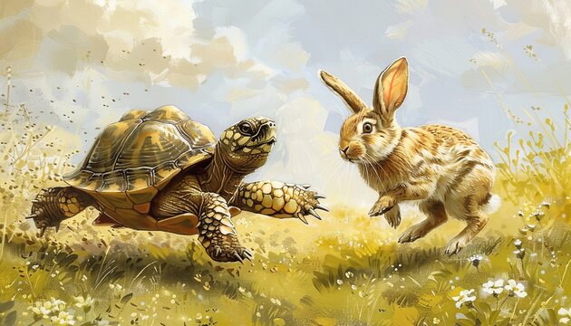 Fun Clipart Of A Turtle Slowly Winning A Race Against A Rabbit Suitable For Motivational Posters In Classrooms