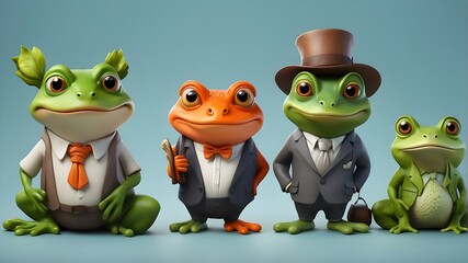 frog on a white Character animals for your business, such as green frogs, and many more